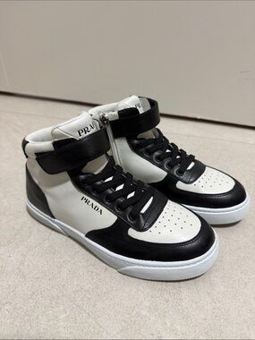 Prada Two-Tone boys Black and White High-Top Sneakers